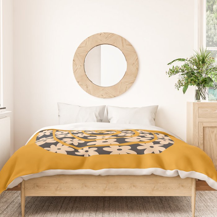 Black & Cream Snake Flower - Orange  Duvet Cover Gallery Image 3