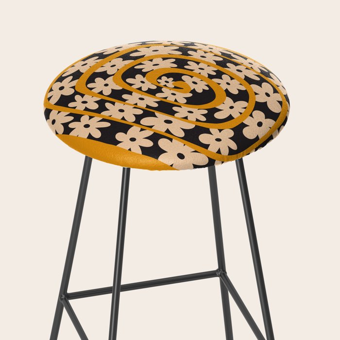 Black & Cream Snake Flower - Orange  Stool Gallery Image 2
