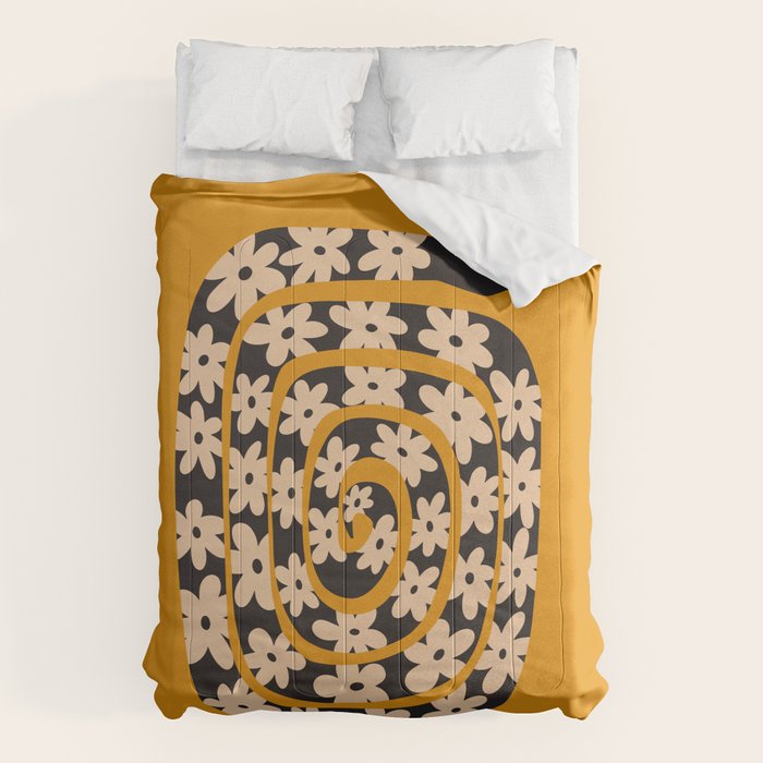 Black & Cream Snake Flower - Orange  Comforter Gallery Image 6