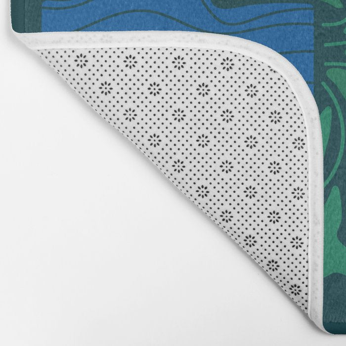 Summer Bloom: Pine Green Leaves & Pink Poppies Bath Mat Gallery Image 2