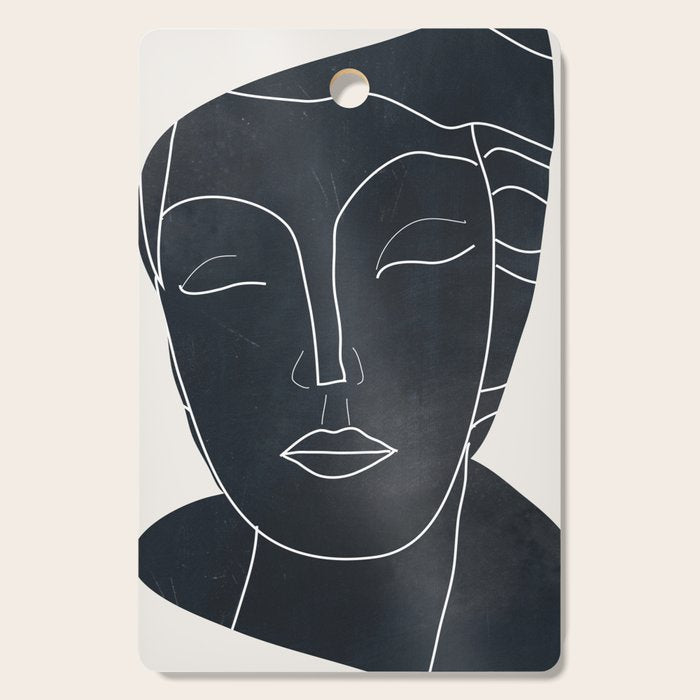 Lady Portrait Minimal Line Art Cutting Board Gallery Image 1