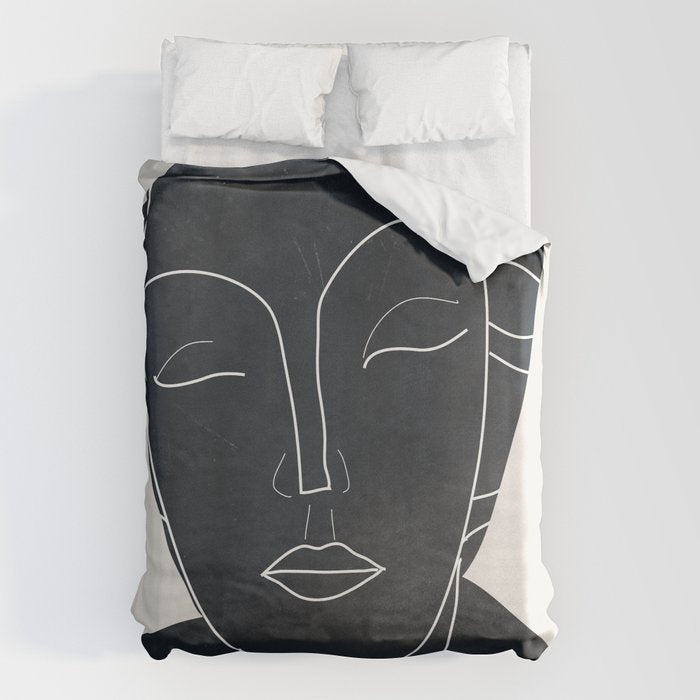 Lady Portrait Minimal Line Art Duvet Cover Gallery Image 6
