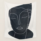 Lady Portrait Minimal Line Art Wall Tapestry Gallery Image 4
