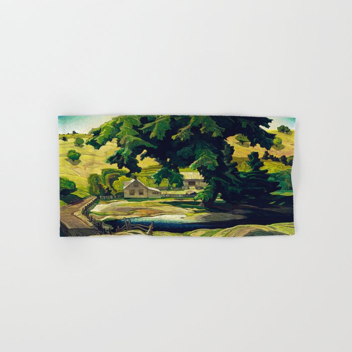 Farm Haliburton oil on hardboard 1940 Franklin Carmichael Canadian artist Art Nouveau Post-Impressio Towels Gallery Image 1
