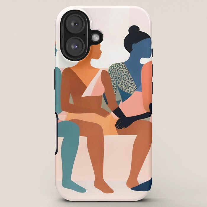 Human Relationships, Abstract People Emotional Entanglement Concept, Eclectic Pastel Bohemian Feelings, Love Friendship Contemporary Modern Painting  iPhone Case Gallery Image 5