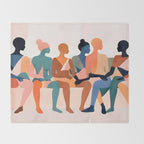 Human Relationships, Abstract People Emotional Entanglement Concept, Eclectic Pastel Bohemian Feelings, Love Friendship Contemporary Modern Painting  Throw Blanket Gallery Image 2
