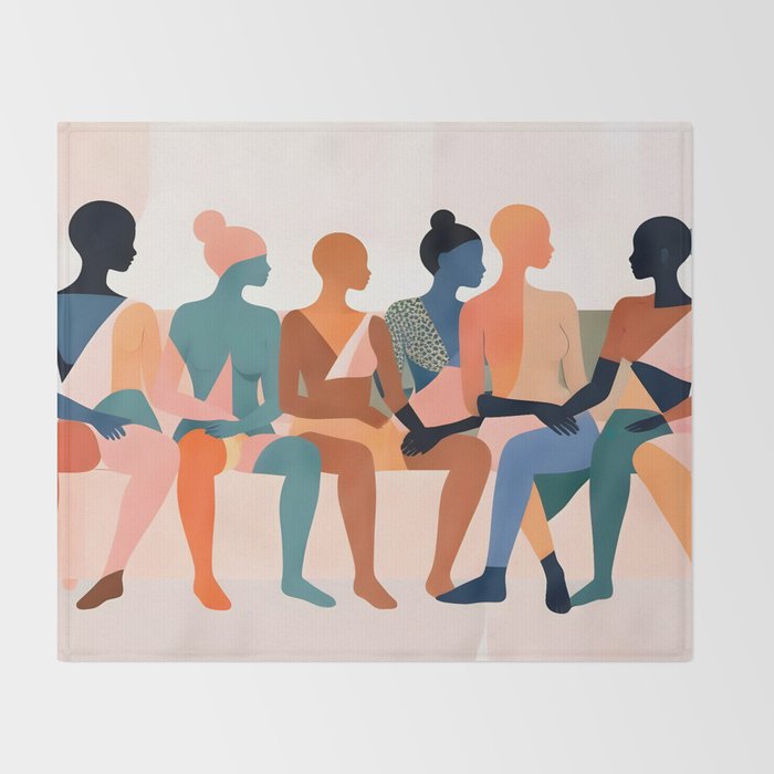 Human Relationships, Abstract People Emotional Entanglement Concept, Eclectic Pastel Bohemian Feelings, Love Friendship Contemporary Modern Painting  Throw Blanket Gallery Image 2