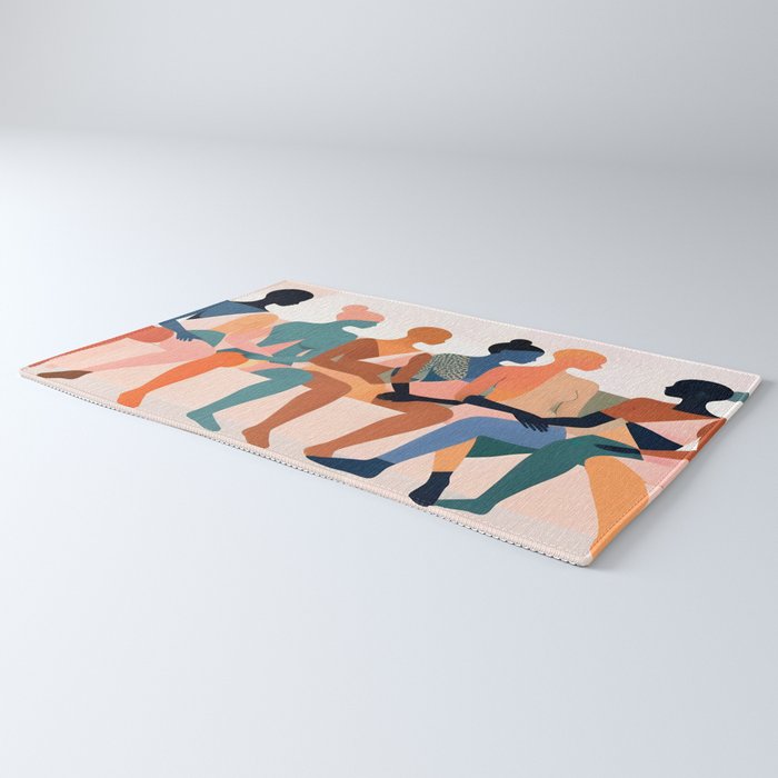 Human Relationships, Abstract People Emotional Entanglement Concept, Eclectic Pastel Bohemian Feelings, Love Friendship Contemporary Modern Painting  Rug Gallery Image 3