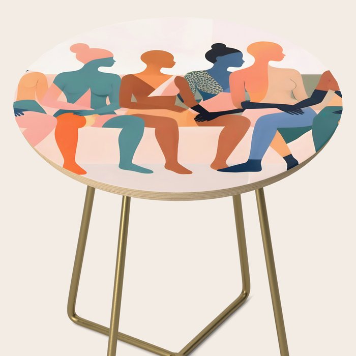 Human Relationships, Abstract People Emotional Entanglement Concept, Eclectic Pastel Bohemian Feelings, Love Friendship Contemporary Modern Painting  Side Table Gallery Image 2