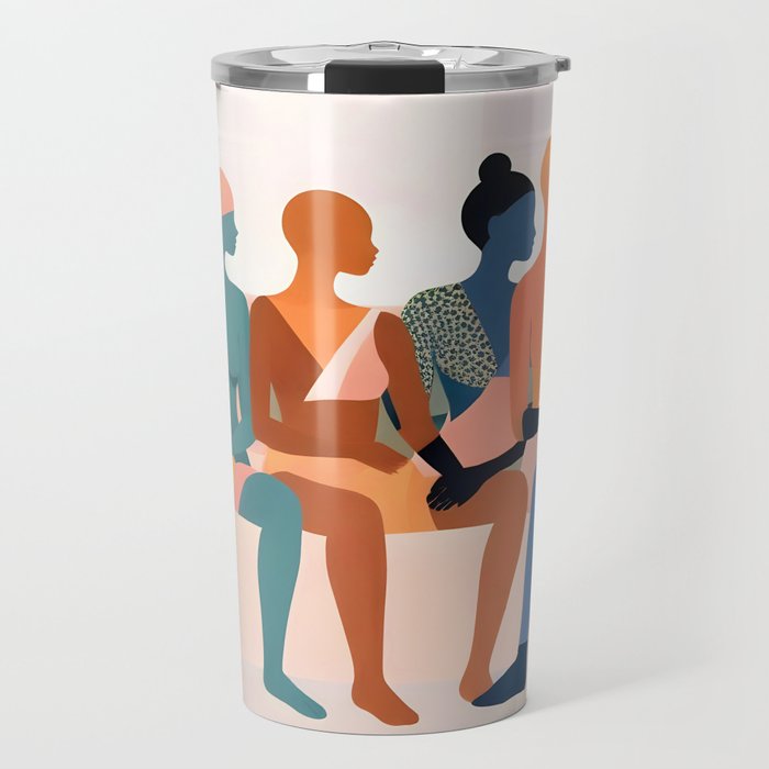 Human Relationships, Abstract People Emotional Entanglement Concept, Eclectic Pastel Bohemian Feelings, Love Friendship Contemporary Modern Painting  Travel Mug Gallery Image 1