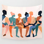Human Relationships, Abstract People Emotional Entanglement Concept, Eclectic Pastel Bohemian Feelings, Love Friendship Contemporary Modern Painting  Wall Tapestry Gallery Image 4