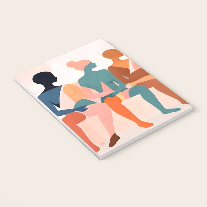 Human Relationships, Abstract People Emotional Entanglement Concept, Eclectic Pastel Bohemian Feelings, Love Friendship Contemporary Modern Painting  Notebook Gallery Image 3