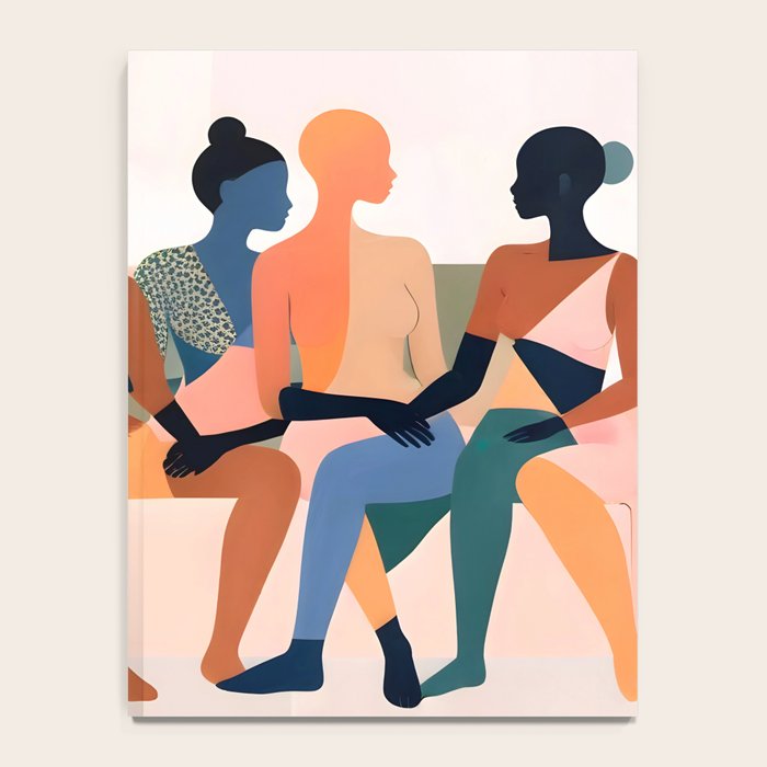 Human Relationships, Abstract People Emotional Entanglement Concept, Eclectic Pastel Bohemian Feelings, Love Friendship Contemporary Modern Painting  Notebook Gallery Image 4