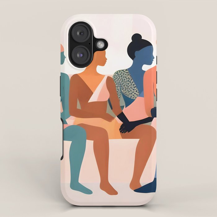 Human Relationships, Abstract People Emotional Entanglement Concept, Eclectic Pastel Bohemian Feelings, Love Friendship Contemporary Modern Painting  iPhone Case Gallery Image 1