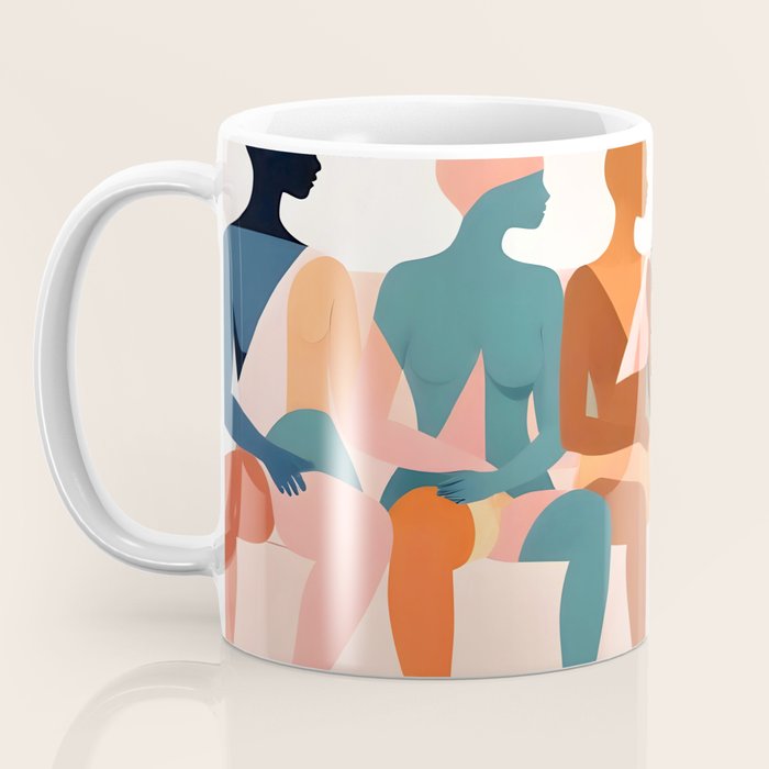 Human Relationships, Abstract People Emotional Entanglement Concept, Eclectic Pastel Bohemian Feelings, Love Friendship Contemporary Modern Painting  Coffee Mug Gallery Image 3