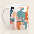 Human Relationships, Abstract People Emotional Entanglement Concept, Eclectic Pastel Bohemian Feelings, Love Friendship Contemporary Modern Painting  Coffee Mug Gallery Image 3