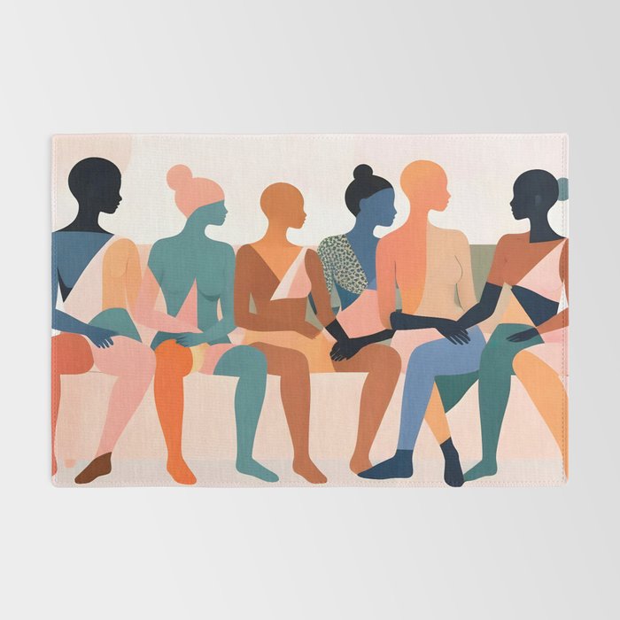 Human Relationships, Abstract People Emotional Entanglement Concept, Eclectic Pastel Bohemian Feelings, Love Friendship Contemporary Modern Painting  Rug Gallery Image 2