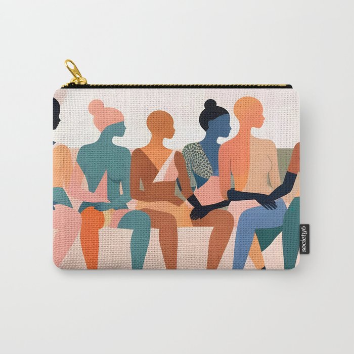 Human Relationships, Abstract People Emotional Entanglement Concept, Eclectic Pastel Bohemian Feelings, Love Friendship Contemporary Modern Painting  Carry All Pouch Gallery Image 1