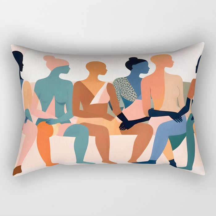 Human Relationships, Abstract People Emotional Entanglement Concept, Eclectic Pastel Bohemian Feelings, Love Friendship Contemporary Modern Painting  Rectangular Pillow Gallery Image 1
