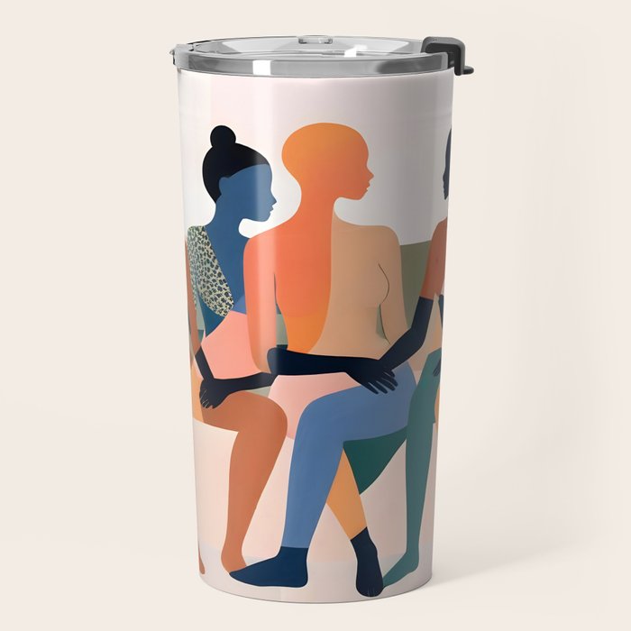 Human Relationships, Abstract People Emotional Entanglement Concept, Eclectic Pastel Bohemian Feelings, Love Friendship Contemporary Modern Painting  Travel Mug Gallery Image 2