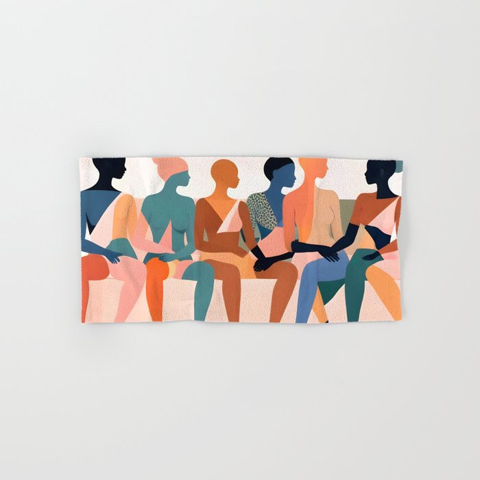 Human Relationships, Abstract People Emotional Entanglement Concept, Eclectic Pastel Bohemian Feelings, Love Friendship Contemporary Modern Painting  Bath Towel Gallery Image 1