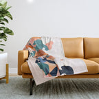 Human Relationships, Abstract People Emotional Entanglement Concept, Eclectic Pastel Bohemian Feelings, Love Friendship Contemporary Modern Painting  Throw Blanket Gallery Image 1