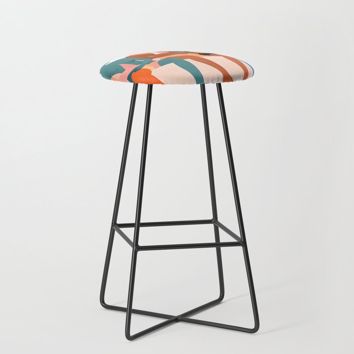 Human Relationships, Abstract People Emotional Entanglement Concept, Eclectic Pastel Bohemian Feelings, Love Friendship Contemporary Modern Painting  Stool Gallery Image 1
