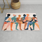 Human Relationships, Abstract People Emotional Entanglement Concept, Eclectic Pastel Bohemian Feelings, Love Friendship Contemporary Modern Painting  Rug Gallery Image 1