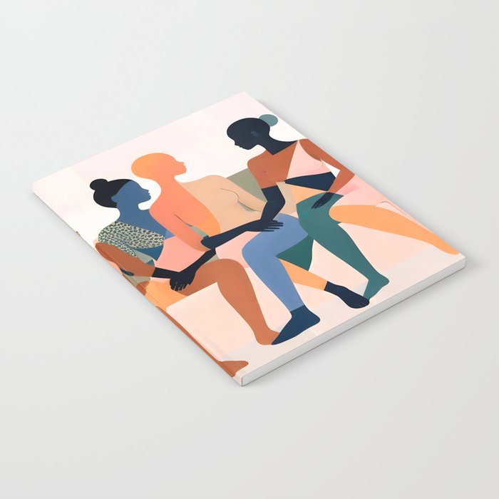 Human Relationships, Abstract People Emotional Entanglement Concept, Eclectic Pastel Bohemian Feelings, Love Friendship Contemporary Modern Painting  Notebook Gallery Image 1