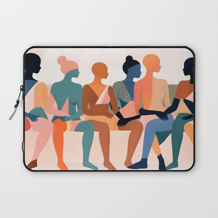Human Relationships, Abstract People Emotional Entanglement Concept, Eclectic Pastel Bohemian Feelings, Love Friendship Contemporary Modern Painting  Laptop Sleeve Gallery Image 1