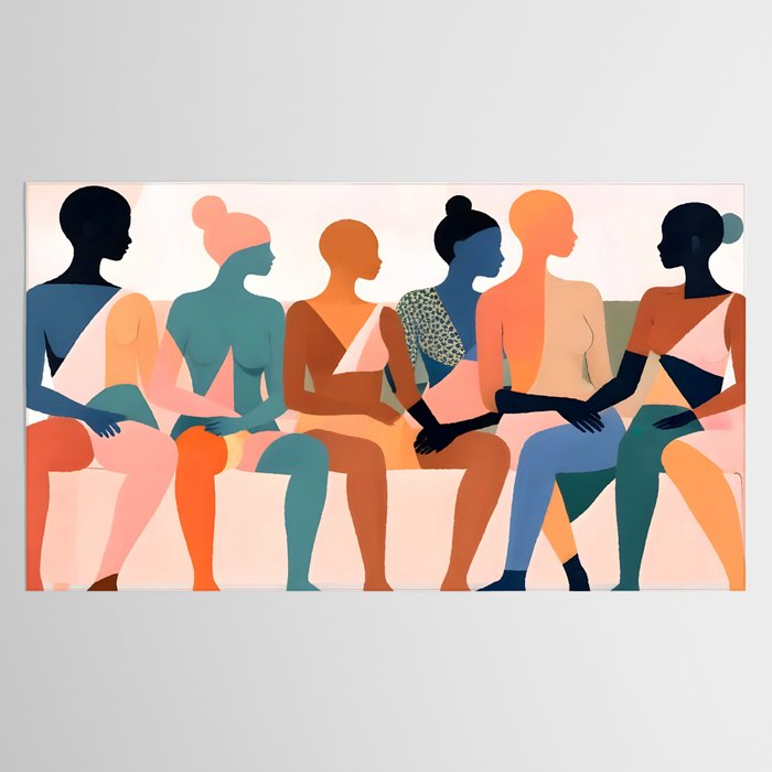 Human Relationships, Abstract People Emotional Entanglement Concept, Eclectic Pastel Bohemian Feelings, Love Friendship Contemporary Modern Painting  Tablecloth Gallery Image 2