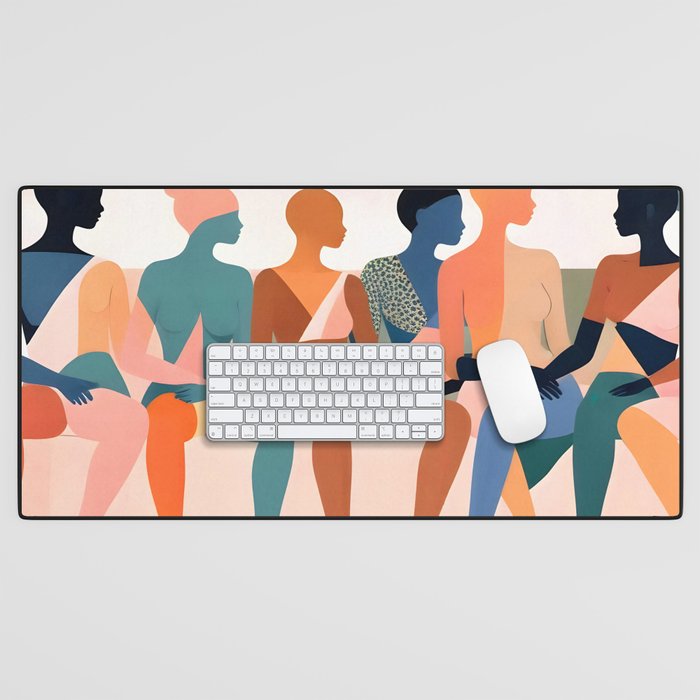 Human Relationships, Abstract People Emotional Entanglement Concept, Eclectic Pastel Bohemian Feelings, Love Friendship Contemporary Modern Painting  Desk Mat Gallery Image 1
