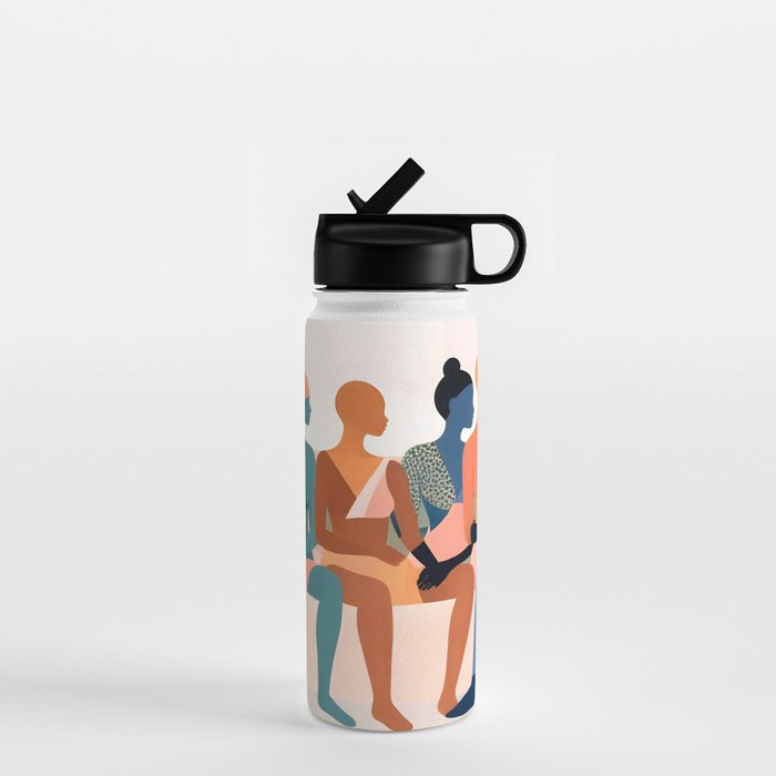 Human Relationships, Abstract People Emotional Entanglement Concept, Eclectic Pastel Bohemian Feelings, Love Friendship Contemporary Modern Painting  Water Bottle Gallery Image 1