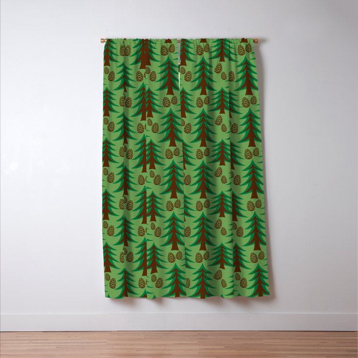 Abstract Fir Trees and Pine Cones Window Curtain Gallery Image 3