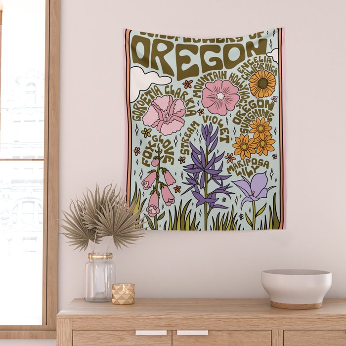 Oregon Wildflowers Wall Tapestry Gallery Image 2