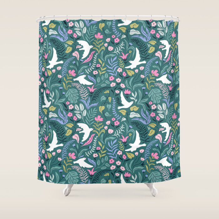 Garden and birds Shower Curtain Gallery Image 1