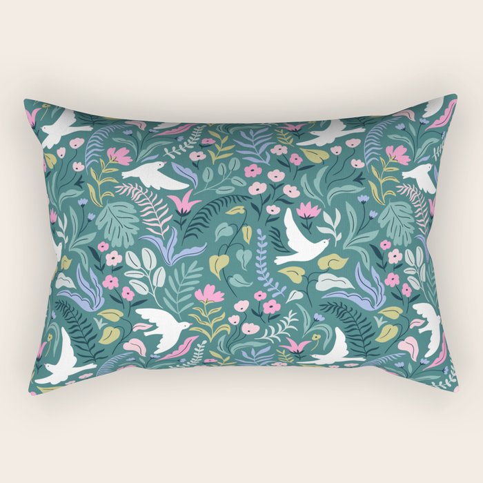Garden and birds Rectangular Pillow Gallery Image 2