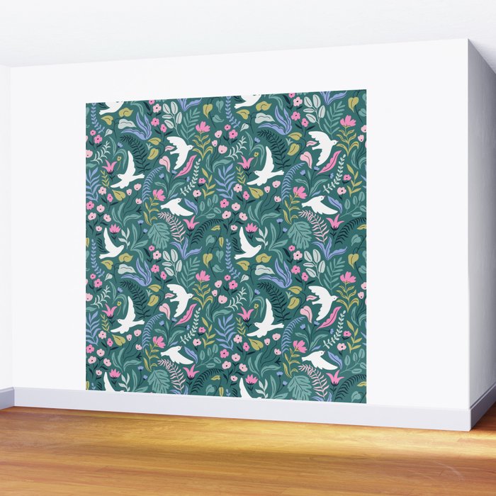 Garden and birds Wall Mural Gallery Image 2