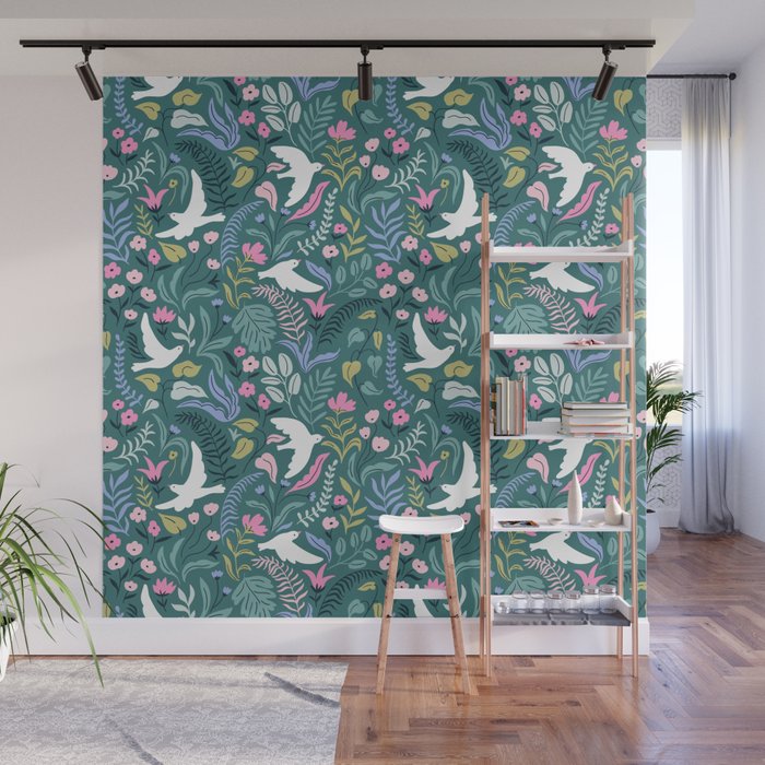 Garden and birds Wall Mural Gallery Image 1
