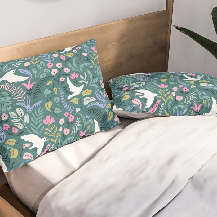 Garden and birds Pillow Sham Gallery Image 2