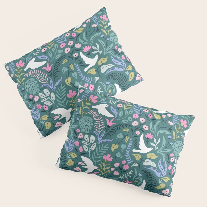 Garden and birds Pillow Sham Gallery Image 1