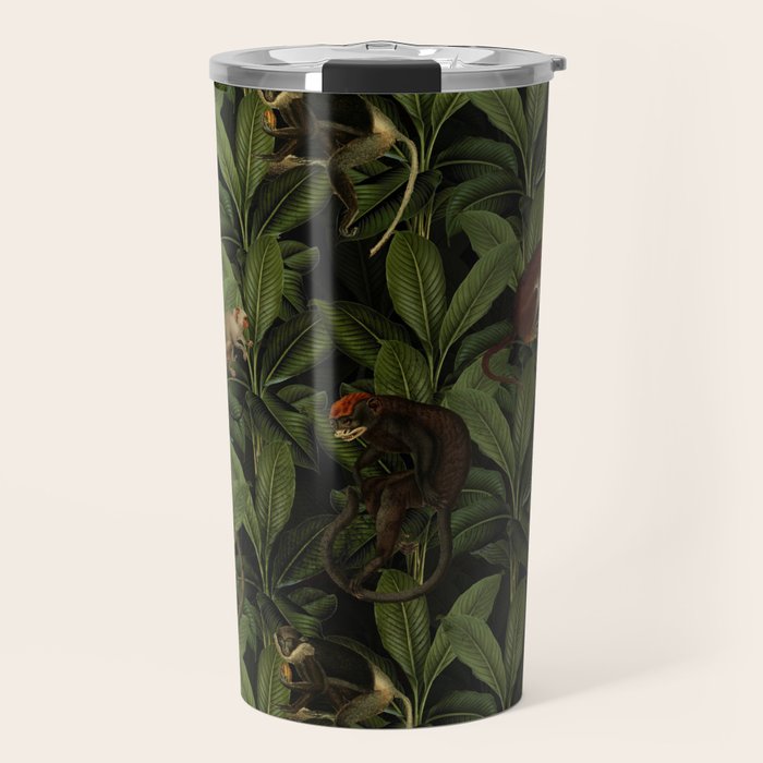 Monkey Vintage Botanical Night Jungle Garden Travel Mug Gallery Image 1