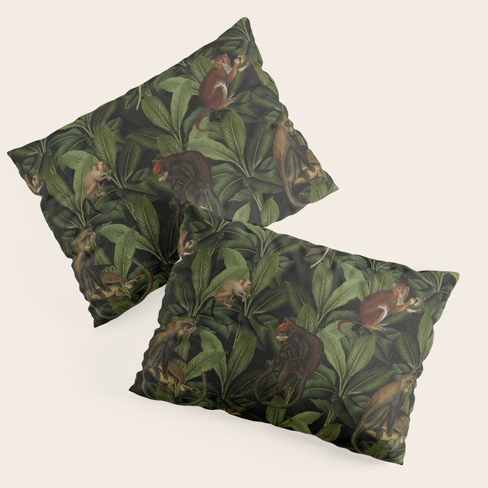 Monkey Vintage Botanical Night Jungle Garden Pillow Sham Gallery Image 3