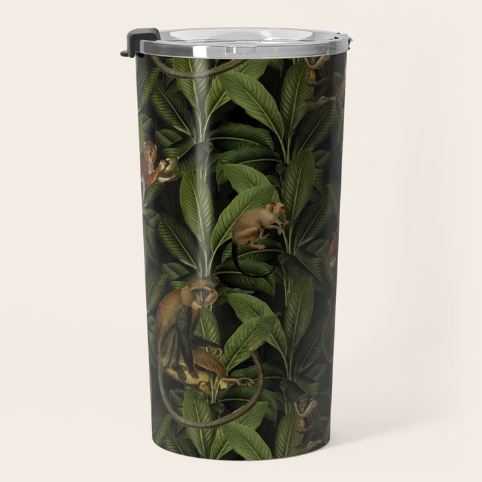 Monkey Vintage Botanical Night Jungle Garden Travel Mug Gallery Image 3