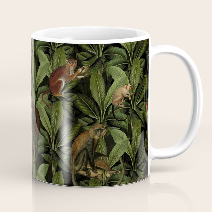 Monkey Vintage Botanical Night Jungle Garden Coffee Mug Gallery Image 1