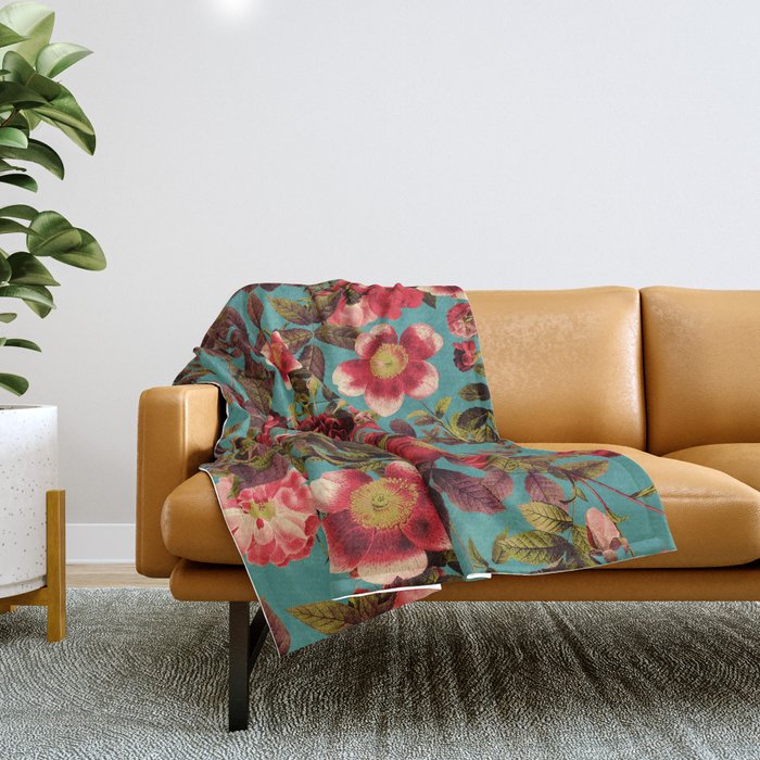 Spring Summer Floral Pattern Throw Blanket Gallery Image 1