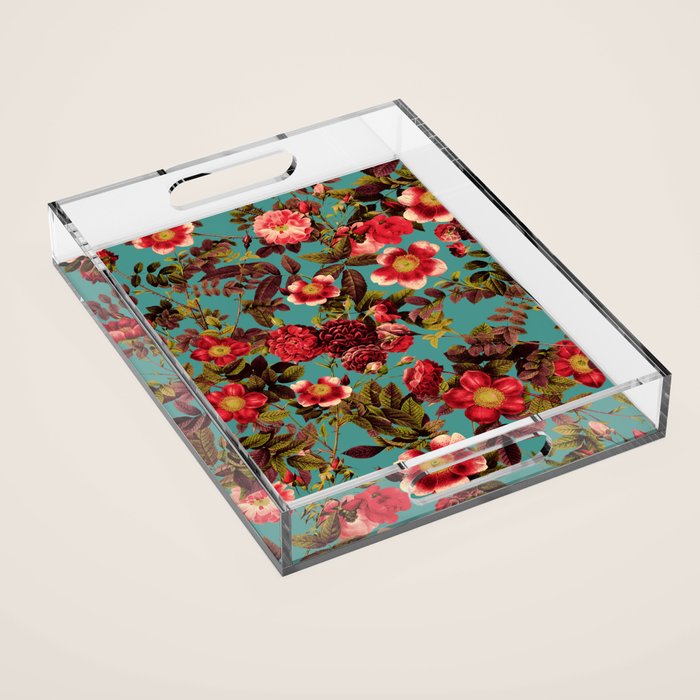 Spring Summer Floral Pattern Acrylic Tray Gallery Image 1