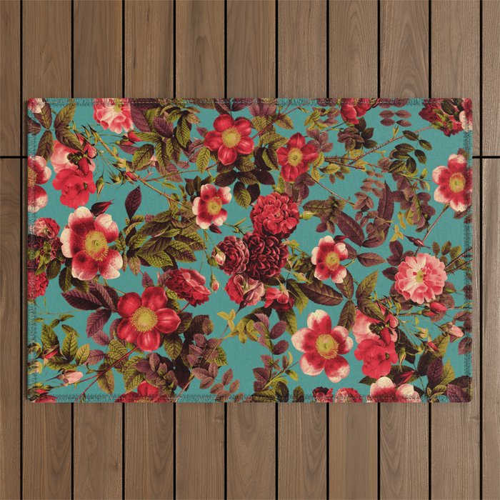 Spring Summer Floral Pattern Outdoor Rug Gallery Image 1