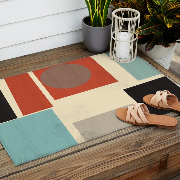 Geometric Composition Square  Outdoor Rug Gallery Image 2