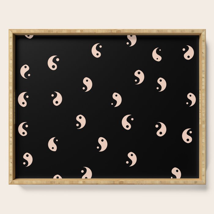 Yin and yang black and white Serving Tray Gallery Image 1